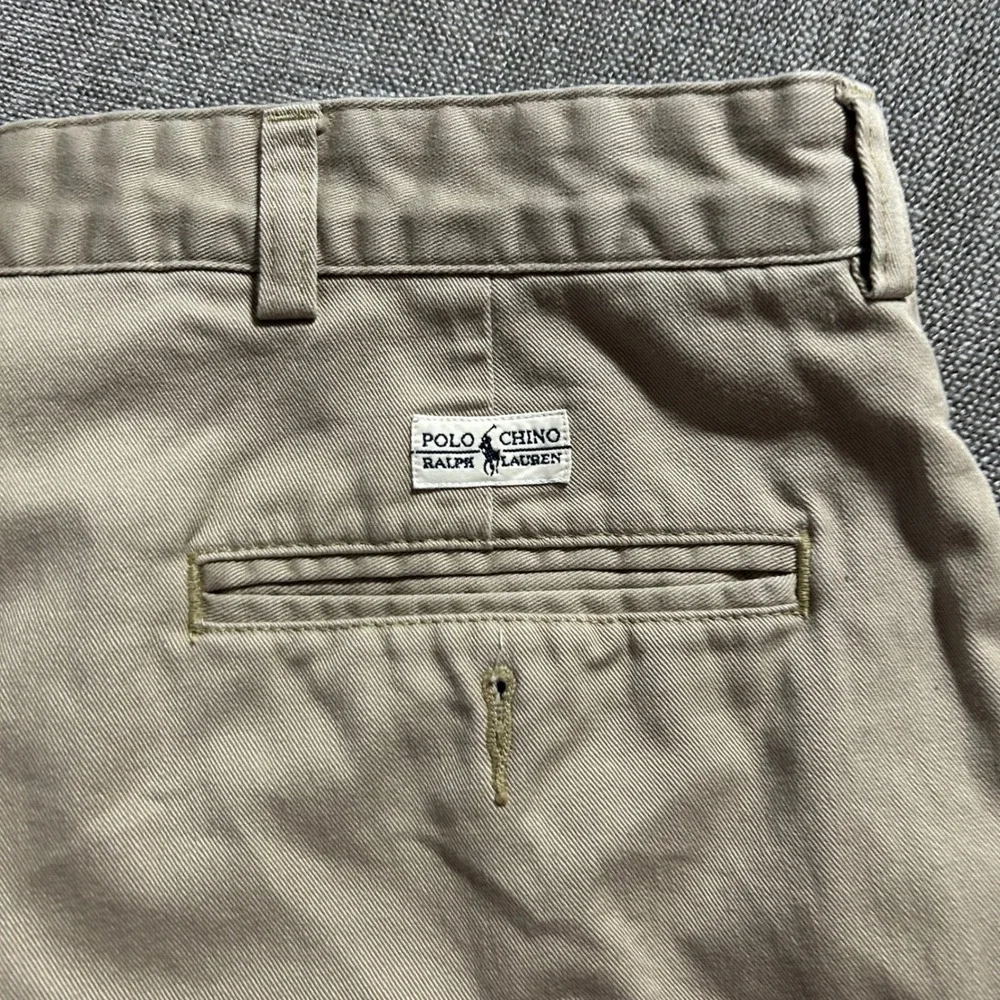 Polo Ralph Lauren Chino Pants Mens 38x32 Khaki Tan Pleated Cuffed Cotton Twill